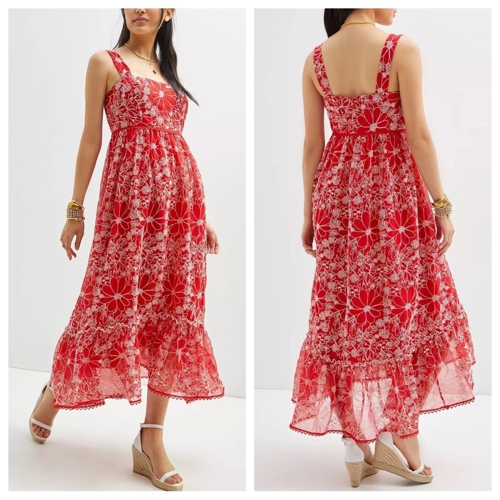 Sachin & Babi by Anthropologie red embroidered dress 41014